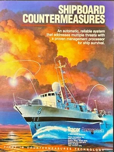 Tracor Aeroespacial Marina de los Estados Unidos Contramedidas a bordo Anuncio impreso vintage 1988 - Imagen 1 de 6