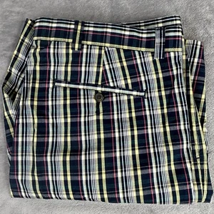 Cutter & Buck Shorts Mens 40T Navy Blue Plaid Flat Front 100% Cotton Casual Golf - Picture 1 of 12