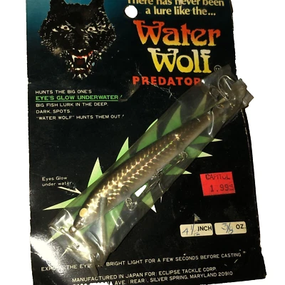 GLOW WATER WOLF JERKBAIT FISHING LURE PRISM REFECTIVE FLOATER 4.5" GOLD BLACK - Image 1 of 4
