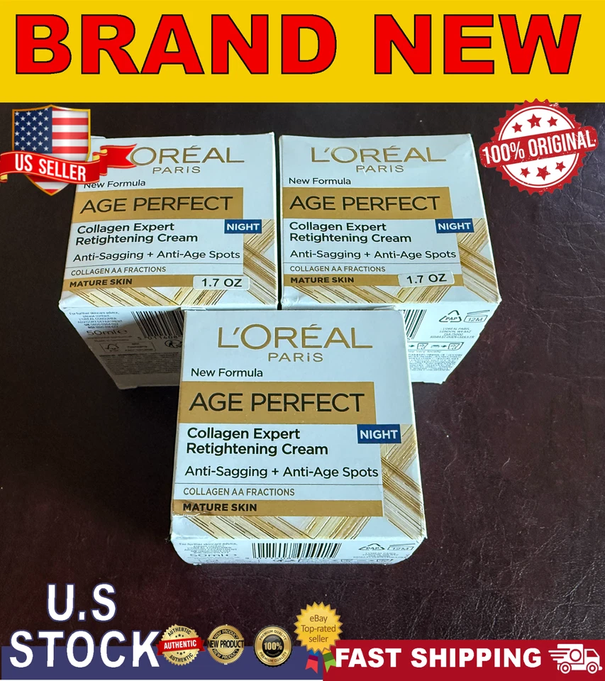 L'Oreal Paris Age Perfect Collagen Expert Retightening Night Cream (50ml) 3PACK - Image 1 of 1