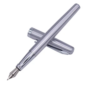 Duke 209 Edelstahl Fude Füllfederhalter Kalligraphie gebogene Feder, reines Silber Neu - Bild 1 von 7