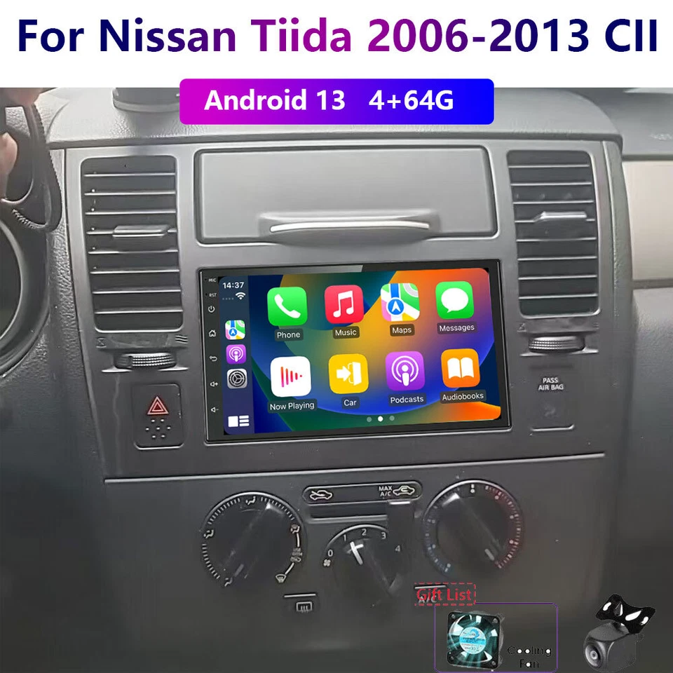 Wireless Carplay 4-64GB Android For Nissan Tiida 2006-2013 Car Stereo Ridio GPS - Image 1 of 4