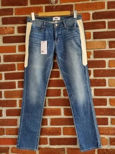 Paige NEW 27 4 womens jeans Jimmy Skinny Boyfriend cotton blue white strip - Picture 1 of 12