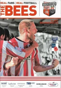 Brentford v Bournemouth  - League 1 - 2nd Nov. 2010 - programme - UK FREEPOST - Picture 1 of 1
