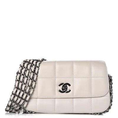 RARO CHANEL Artículo de Coleccionista 1994 Blanco 5 Cadena Correa Solapa Bolso Foto 1 de 4