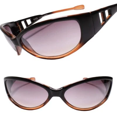 Вырез дизайн шаблоны надежном вокруг аэродинамический Sport черный и коричневый солнцезащитные очки - Изображение 1 из 3