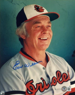 ФОТОГРАФИЯ ЛЕГЕНДАРНОГО МЕНЕДЖЕРА БЕККЕТТА BALTIMORE ORIOLES С АВТОГРАФОМ ЭРЛА УИВЕРА 8x10 - Изображение 1 из 2
