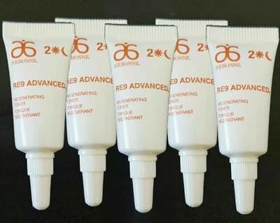 5x 3 ml tóner regenerador avanzado ARBONNE RE9, tamaño de viaje Foto 1 de 2