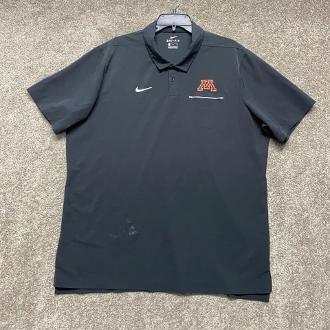 Minnesota Golden Gophers Polo Shirt Adult XL Black Nike Dri Fit Golf Tech Mens * Cover