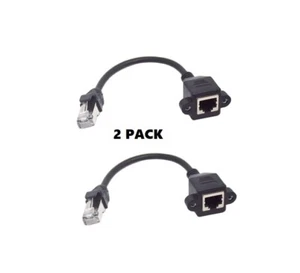 Paquete de 2 cables RJ45 de 1 pie macho a hembra montaje de panel de tornillo red LAN Ethernet - Imagen 1 de 1