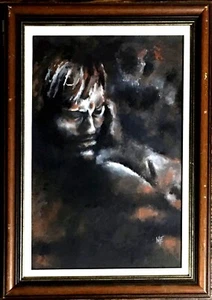 Vtg Original Signed Pearle Watercolor On Canvas Painting Framed 16x22" Portrait - Picture 1 of 5