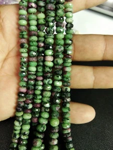 AAA RUBYZOSITE RONDELLE  FACETED LOOSE GEMSTONE 7 MM BEADS 7.5" STRANDS - Picture 1 of 3