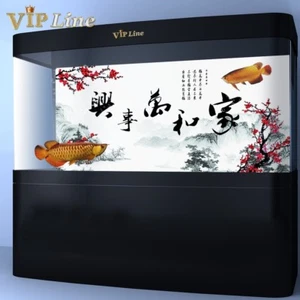 Aquarium Background Poster Blessing Calligraphy HD Fish Tank Decor Landscape - Picture 1 of 5