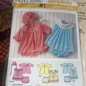 Simplicity Pattern - Babies' Dress, Panties, Coat, & Hat (XXS-L) #1921 - Uncut - Picture 1 of 2