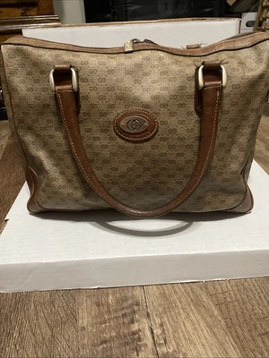 Vtg Gucci Micro GG Brown Top Handle Boston Style Satchel Read Flaws - Image 1 of 4