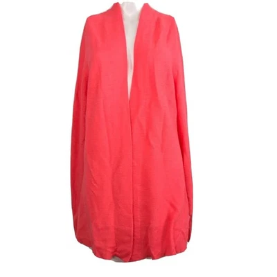 Ann Taylor Cardigan Womens Sz L Coral Pink Merino Wool Open Cardi Duster Sweater - Image 1 of 4