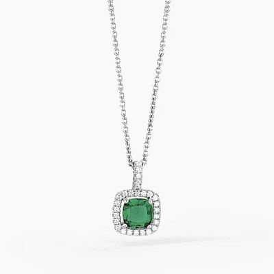 COLLANA GIROCOLLO MABINA COOL OR RETRO' ARGENTO SMERALDO SINTETICO 553035 - Immagine 1 di 2