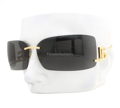 Óculos de sol Dolce Gabbana sem aro DG 2319 02/87 tom cinza dourado brilhante com estojo - Imagem 1 de 4