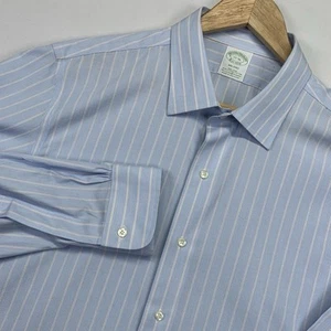 Brooks Brothers Shirt Men 17 36 Blue Milano Fit Supima Business Formal Striped - Picture 1 of 12