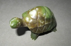 Vintage Miniature Carved Natural Green Jade Turtle Tortoise Figurine 3 in - Picture 1 of 5