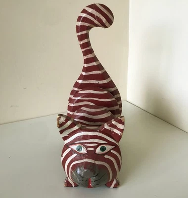 Rustic Folk Painted Striped act Letter Rack napkin Holder Primitive - Image 1 of 4