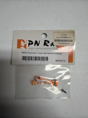 PN Racing MR3051N Aluminum Narrow Tower Bar Set Orange Kyosho 1/27 Mini-Z MR03 - Image 1 of 2