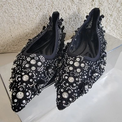 Azalea Wang Smarlowe Planos Adornados Estrás Flores Talla 8 Planos NUEVO Foto 1 de 4