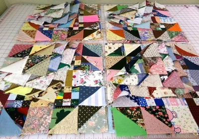 Hand Quilted Fabric Blocks. 16 @ Approx. 15". Edges Not Trimmed/Sq'd. A25-1010 - Image 1 of 4