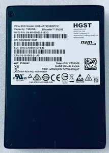 HGST UltraStar SN200 7.68TB NVMe SSD U.2 2.5" HUSMR7676BDP3Y1 PCIe HDD 1DAY USED - Picture 1 of 2