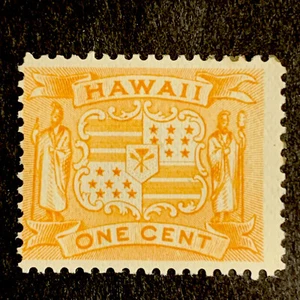 3/3203 Hawaii US Stamp Scott #74 1c MNHOG ShinyGum Color Under Gum Paper Error? - Picture 1 of 2