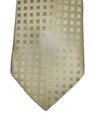 Bruno Piattelli 男式 100% 真丝领带 60 英寸金色卡其色格子印花 102 — 第 1/4 张图片