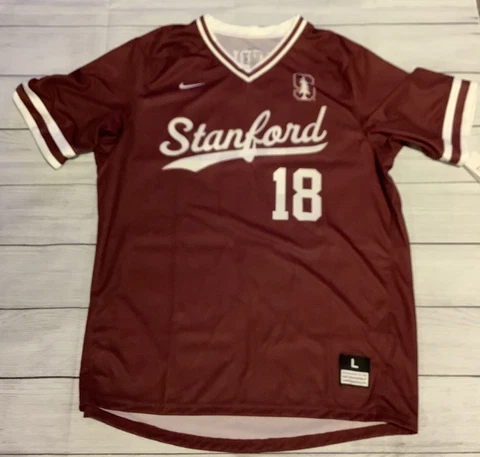 Nike Stanford Cardinal Mens Dri-Fit Baseball Jersey #18 Large New AA9769610 Cover