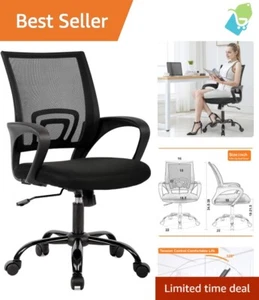 Ergonomic Black Mesh Office Chair with Lumbar Support - Adjustable & Stylish - Picture 1 of 9