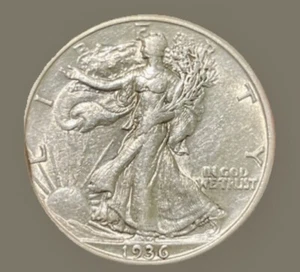 1936-D Walking Liberty Half Dollar - Almost Uncirculated (AU) - 90% Silver - Picture 1 of 2