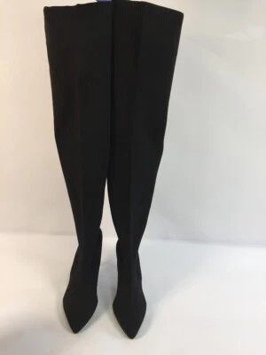 Women's Black Stiletto Bootie Thigh-High Boots Size 38 - Image 1 of 4