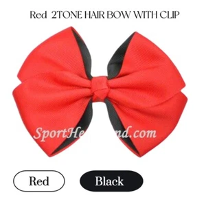 Girls Ribbon Bows BLACK 2TONE WITH CLIP - Picture 1 of 22