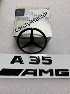 Emblema de bota trasera negra brillante estrella e insignias para Mercedes Clase A A35 AMG W177 19+ - Imagen 1 de 2