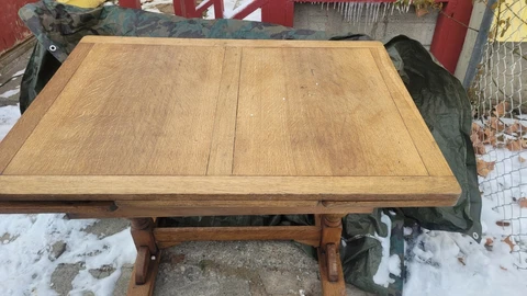 Antique draw leaf english oak table 1920s Cover