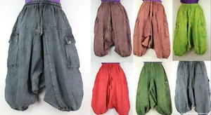 Stonewashed UNISEX Alibaba Harem Shorts Trousers Combat Half Pants Cargo S33 - Picture 1 of 22