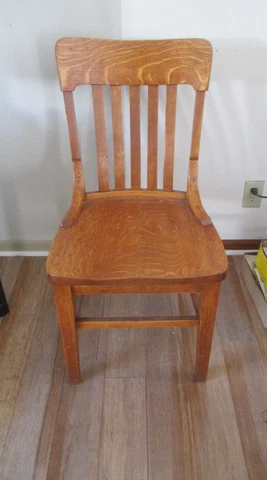 Antique Slat Back Quarter Sawn Oak Solid Wood Kitchen Office Side Chair Cover