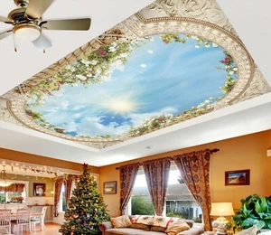 3D White Flowers I6018 Ceiling WallPaper Murals Wall Print Decal Deco Erin 2023 - Picture 1 of 5