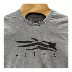 Sitka Gear Gray Logo T Shirt Mens Size L Pima Cotton Pullover Short Sleeve - Picture 1 of 8