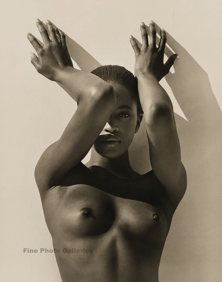 1988 Vintage HERB RITTS Black Female Nude Super Model Fashion Photo Art On 12x16 - Image 1 of 1