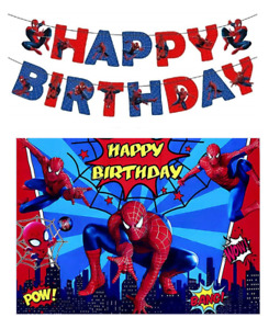 Spiderman Banner Backdrop Foil Latex Balloons Kids Birthday party Decoration