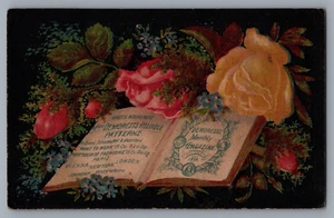 1800s Victorian Trade Card Demorest's Monthly Magazine New York Flowers - Picture 1 of 2