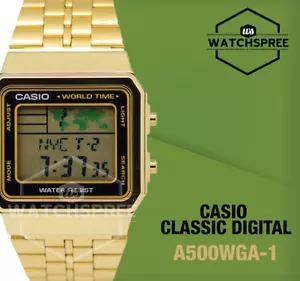 Casio Classic Series Digital Men's Gold Stainless Steel Strap Watch A500WGA-1D - Picture 1 of 4