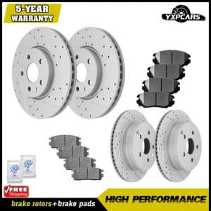 Front & Rear Drilled Rotors + Brake Pads for 2010-2017 GMC Terrain Chevy Equinox - Picture 1 of 7
