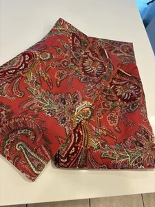 2 Pottery Barn Pillow Shams Caroline Paisley King Cotton Red Floral - Picture 1 of 9