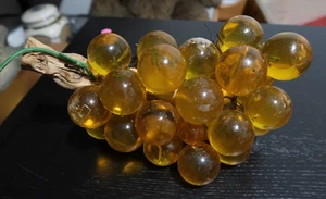 Vintage Massive Lucite Grapes Cluster Amber Mid Century Modern 11" - Picture 1 of 15