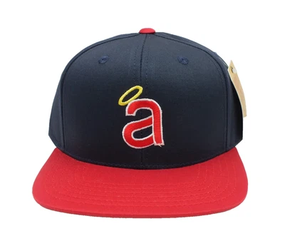 CALIFORNIA ANGELS HALO LOWER CASE LOGO MLB BASEBALL SNAPBACK HAT BLUE VTG ANNCO - Image 1 of 4
